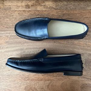 Tod’s Navy Leather Loafers with Box and Dust Bag !